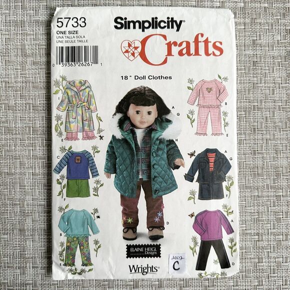Lot of 2 Simplicity  4786 & 5733 18” Doll Clothes Sewing Pattern Elaine Heigl - Picture 4 of 5